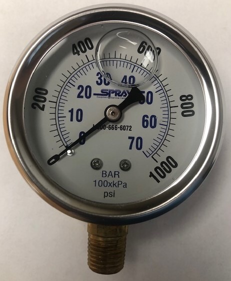 2-1/2" Glycerin Filled Pressure Gauge, 0-1000 Psi, Stainless Steel Case ...