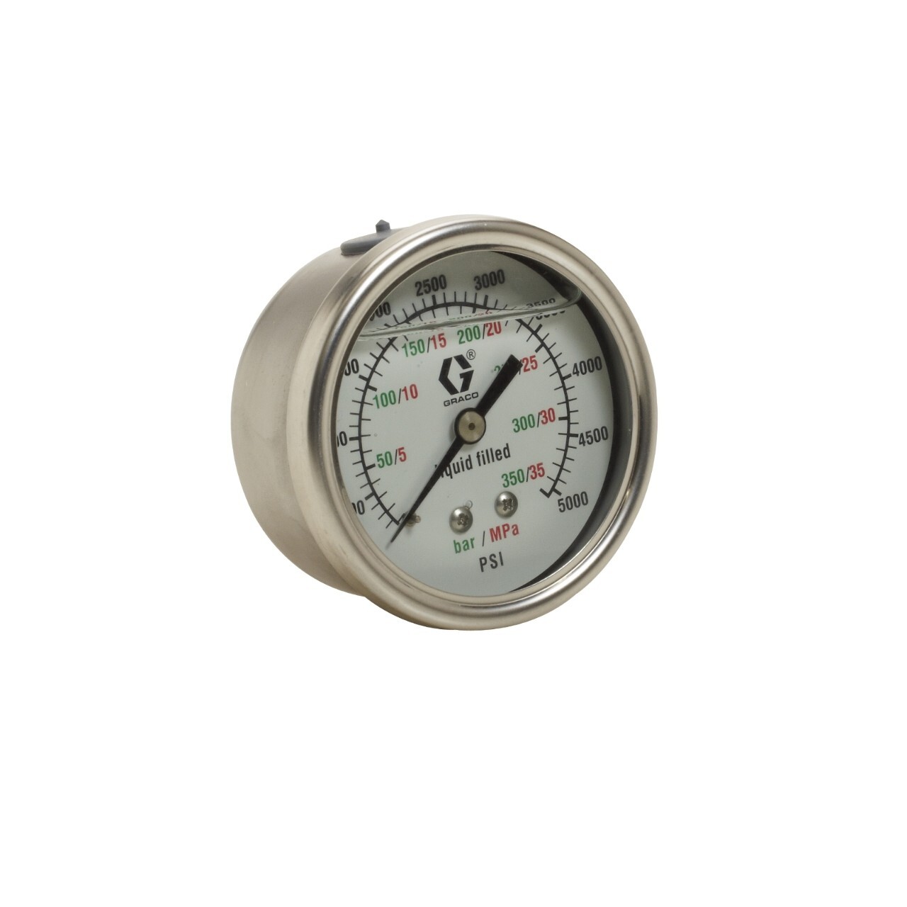 Stainless Steel High Pressure Fluid Gauge, 03000 PSI Pressure Range